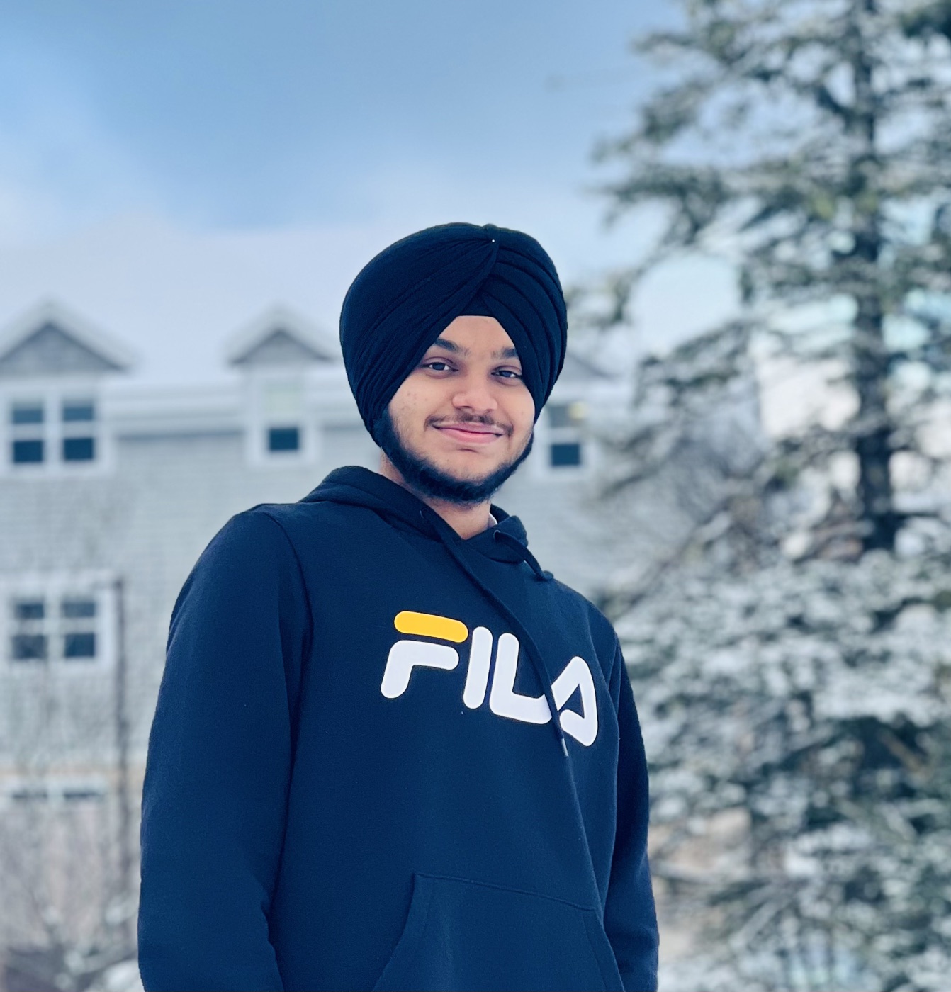 Arsh Sethi in his first Canadian winter, Saint John, 2022.
